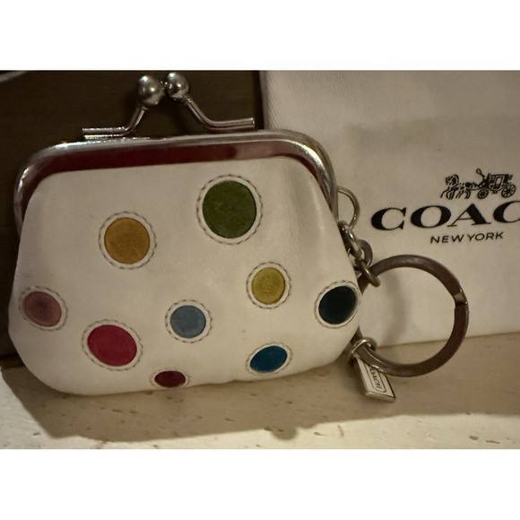 Coach Accessories - Vintage Coach Special Edition Polka Dot Kisslock frame Coin Keychain Very Rare